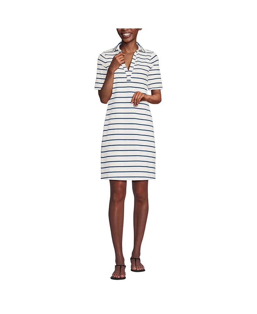 Lands' End Women's Starfish Elbow Sleeve Polo Dress