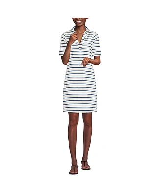 Lands' End Women's Starfish Elbow Sleeve Polo Dress