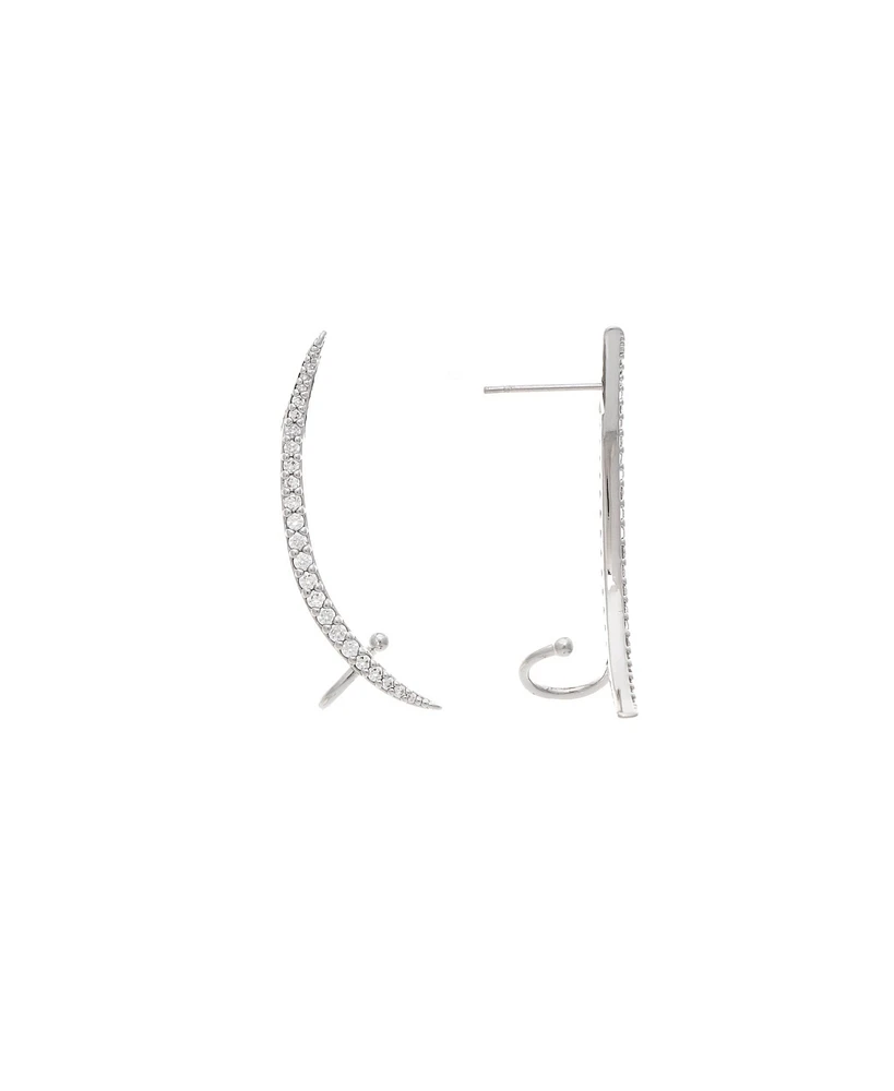 Rhodium Cubic Zirconia Crawler Earring