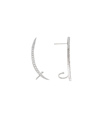 Rhodium Cubic Zirconia Crawler Earring