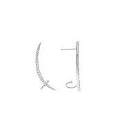 Rhodium Cubic Zirconia Crawler Earring