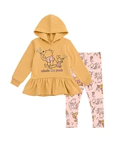 Disney Winnie the Pooh Fleece Pullover Peplum Hoodie and Leggings Outfit Set