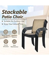 Set of 10 Patio Dining Chairs Stackable Armrest Backrest no Assembly