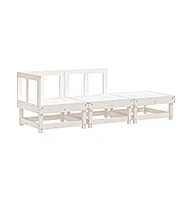 3 Piece Patio Lounge Set White Solid Wood Pine