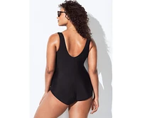 Swimsuits for All Plus Sarong Front One Piece Swimsuit