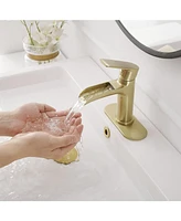 Waterfall Single Handle Hole Low-Arc Modern Bathroom Faucet