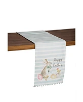 13" x 72" Spring "Happy Easter" Blue Stripe Table Runner