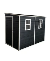 4x8ft Outdoor Storage Shed with Floor, Windows, Doors