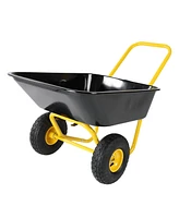Two-wheeled barrow, garden cart, 10-inch pneumatic wheels(Yellow + Black)