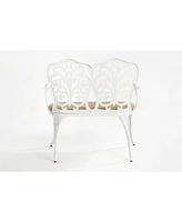 White Metal Floral Park Bench for Outdoor Spaces