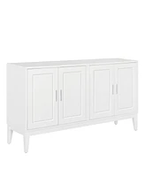 White 4-Door Sideboard Cabinet with Adjustable Shelf