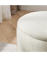 2-in-1 Chenille Ottoman with Stool and Storage