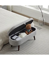 S02 Basics Upholstered Storage Ottoman and Entryway Bench Grey