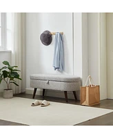 S02 Basics Upholstered Storage Ottoman and Entryway Bench Grey
