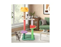 Multi-Level Cat Tree with Plush Padded Perch & Fruit-Shaped Platforms Fun & Cozy Play Tower for Cats