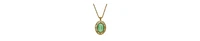 2028 Gold Tone Green Moonstone Crystal Oval Pendant Necklace