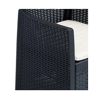 Patio Chairs 2 pcs with Cushion Anthracite Plastic Rattan Look