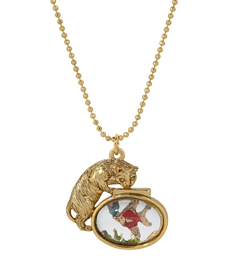 2028 Gold-Tone Cat Clear Acrylic Fishbowl Necklace