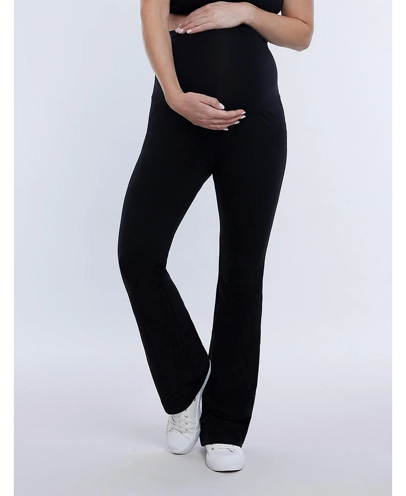 Motherhood Maternity Secret Fit Over the Belly Full Length Flare Leggings