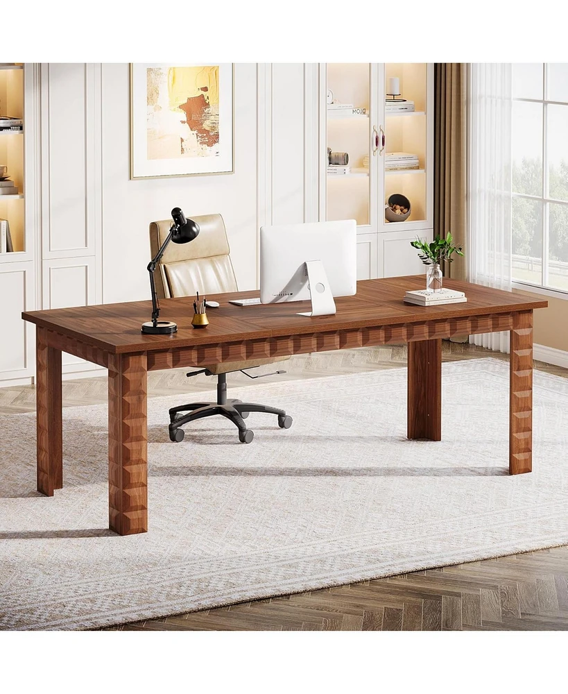 Tribesigns Modern Executive Office Desk, 70.87-Inch Large Wood Computer Desk Study Writing Table for Home Office, Walnut