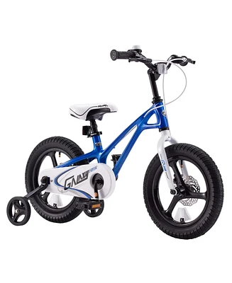 RoyalBaby RoyalMg Galaxy Fleet 14" Children Kids Bicycle w/2 Disc Brakes and Training Wheels, for Boys and Girls Ages 3 to 5, Blue