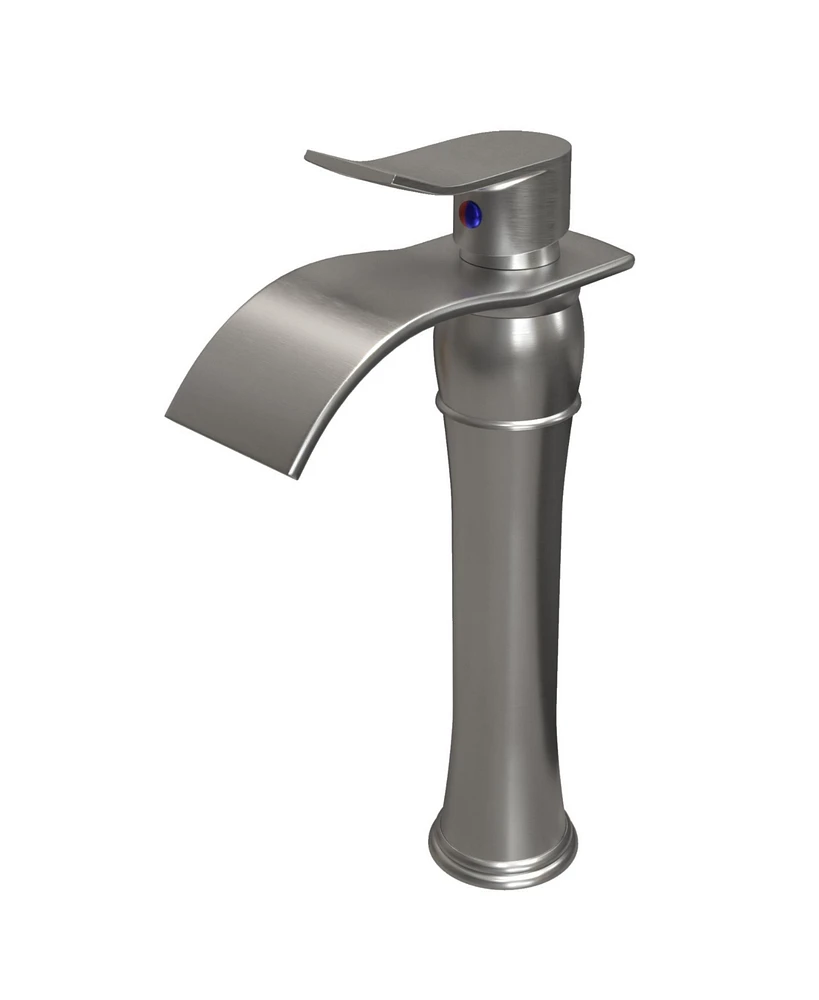 Waterfall Single Hole Single-Handle High-Arc Bathroom Faucet With Supply Line In Brushed Nickel