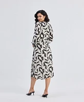 Midi Wrap Dress Abstract Mosaic