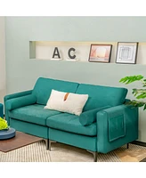Modular 2-Seat L-Shaped Sectional Sofa Couch with Socket Usb Port