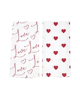 Love Heart Cotton Kitchen Towel Set of 2