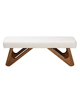 Baxton Studio Rika Japandi Cream Boucle Fabric and Walnut Brown Finished Wood Bench