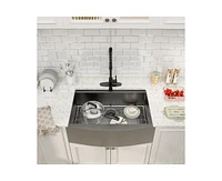 Casainc 33" L x 22" W Farmhouse Stainless Steel Kitchen Sink with Faucet Included