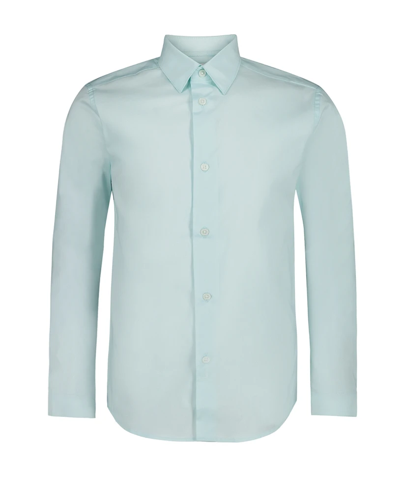 Calvin Klein Big Boys Long Sleeve Stretch Fashion Solid Poplin Shirt