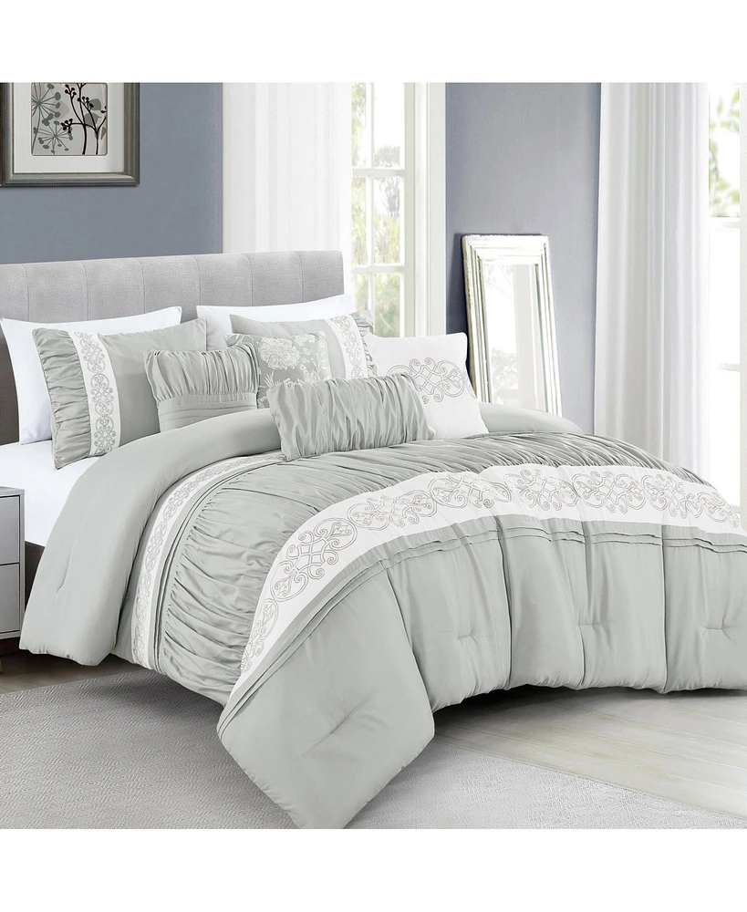 MarCielo 7 Pieces plicated Bedding Comforter Set King