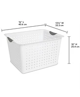 Sterilite Deep Ultra Nesting Plastic Storage Bin Basket Tote, White (12 Pack)