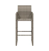 Patio Bar Stools 2 pcs Gray Poly Rattan