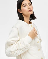 I.n.c. International Concepts Women's Satin Ruched-Sleeve Bomber Jacket, Exclusively at Macy's
