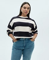 Mango Women's Round-Neck Striped Sweater