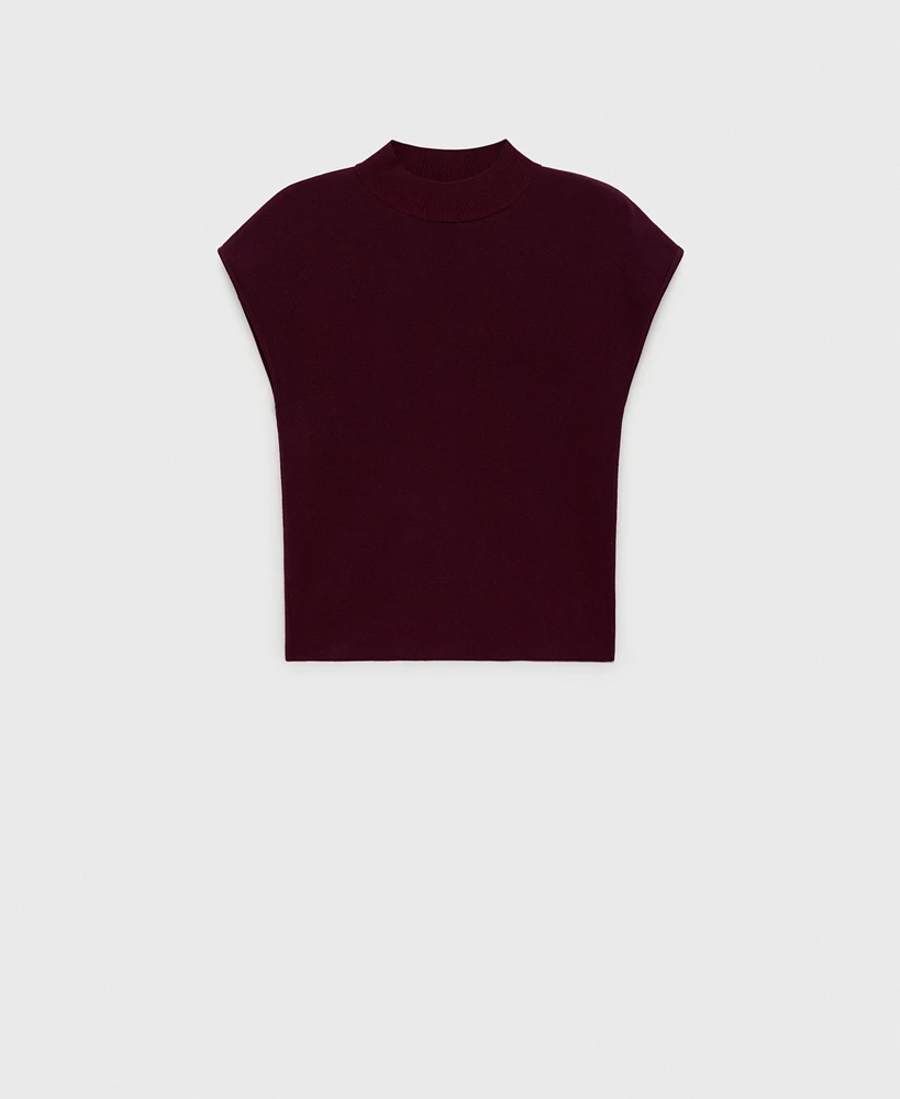 Mango Women's Perkins-Neck Short-Sleeved Sweater