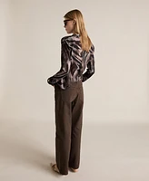 Mango Women's Animal Print Satin Blouse Top