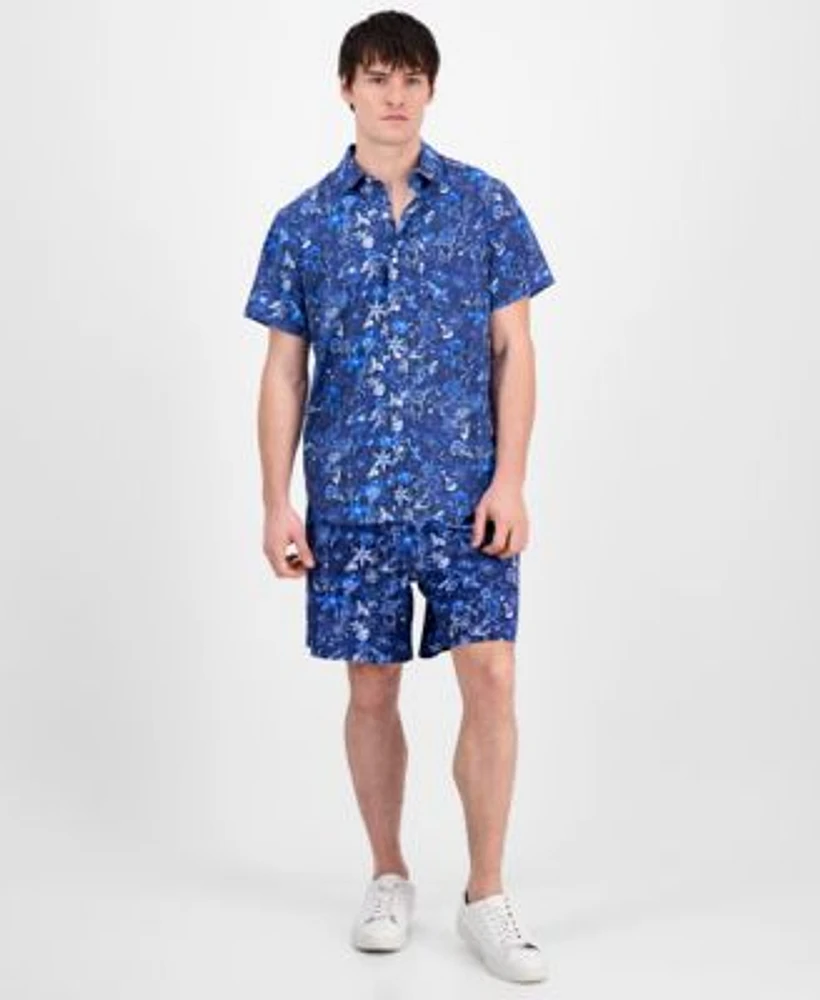 Robert Graham Mens Tropical Print Shirt Swim Trunks