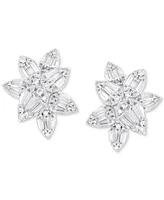 Diamond Round & Baguette Flower Earrings (1-1/2 ct. t.w.) in 14k White Gold