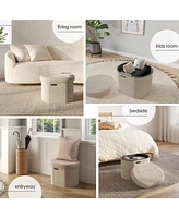 Ovel Boucle Ottoman Storage Bench – Modern Foot Stool