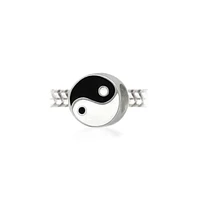 Bling Jewelry Yin Yang Charm Bead Sterling Silver for European Bracelet - Black & White Balance