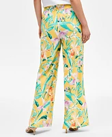 I.n.c. International Concepts Women's Printed Linen-Blend Wide-Leg Pants, Exclusively at Macy's