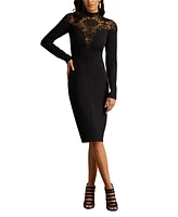 Tadashi Shoji Ebony Deep V Illusion Dress