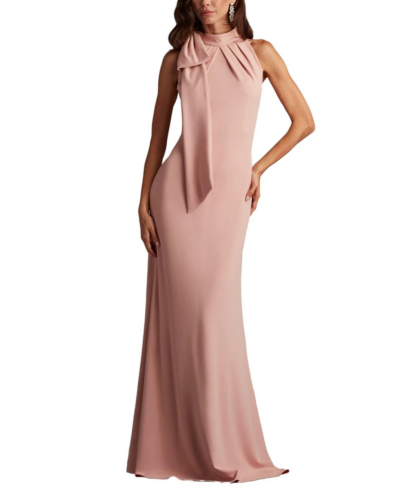 Tadashi Shoji Women's Sims Shoulder Bow Halter Gown