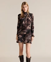 Mango Women's Short Satin Animal Print Dress
