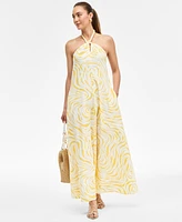 I.n.c. International Concepts Women's Linen-Blend Halter Midi Dress, Exclusively at Macy's