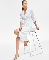 I.n.c. International Concepts Women's Hardware-Trim Cotton Faux-Wrap Dress, Exclusively at Macy's