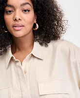 I.n.c. International Concepts Plus Hidden-Placket Pocket Shirt, Exclusively at Macy's